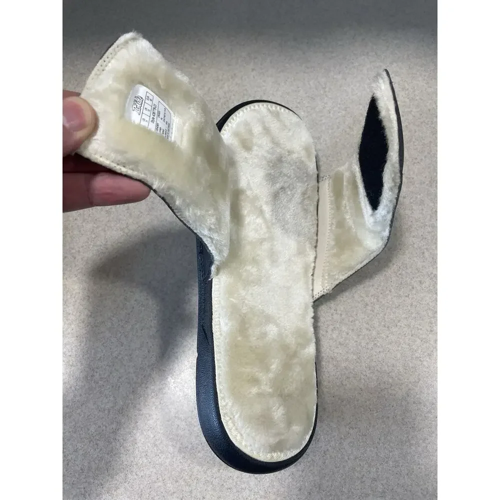 New-I-Slides Men’s Size 11 Black Sherpa Lined Sandals Faux Fur Comfort Slides